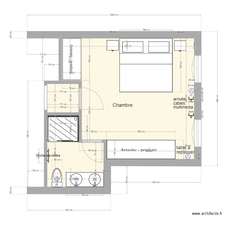 29 Hoche. Plan de 2 pièces et 25 m2