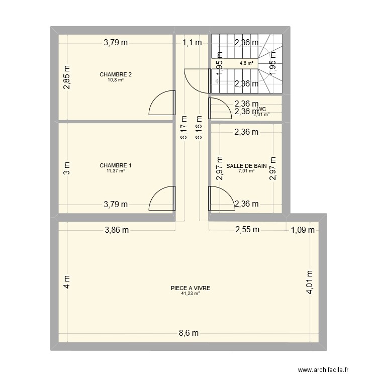 ROMAIN. Plan de 6 pièces et 77 m2