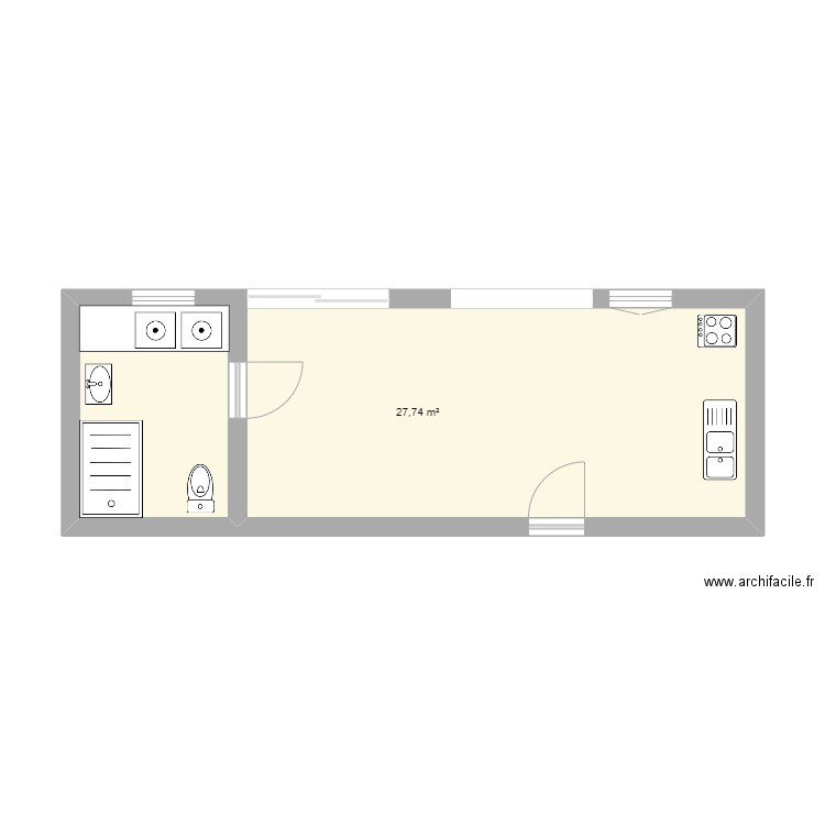 extension maison. Plan de 1 pièce et 28 m2