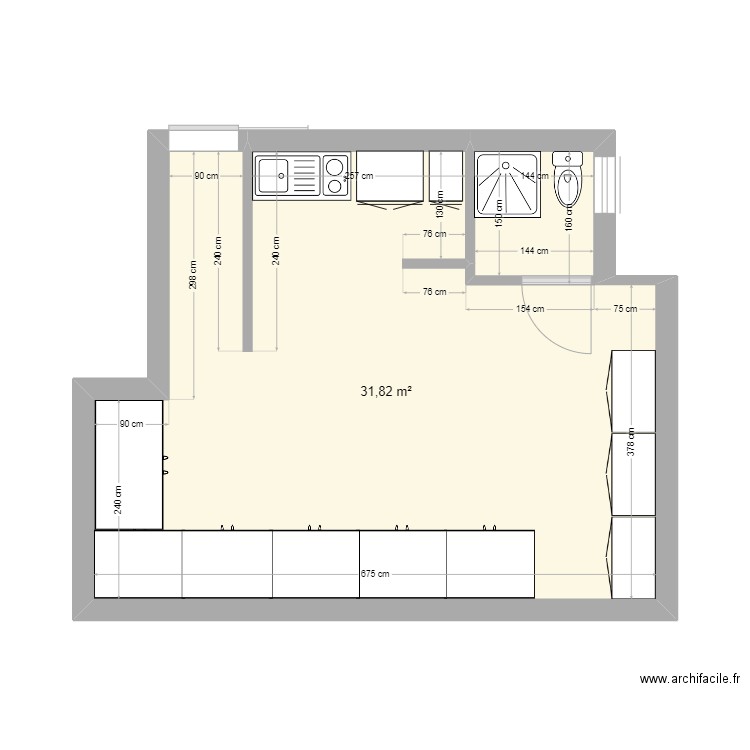 MARDYCK_S1. Plan de 1 pièce et 32 m2