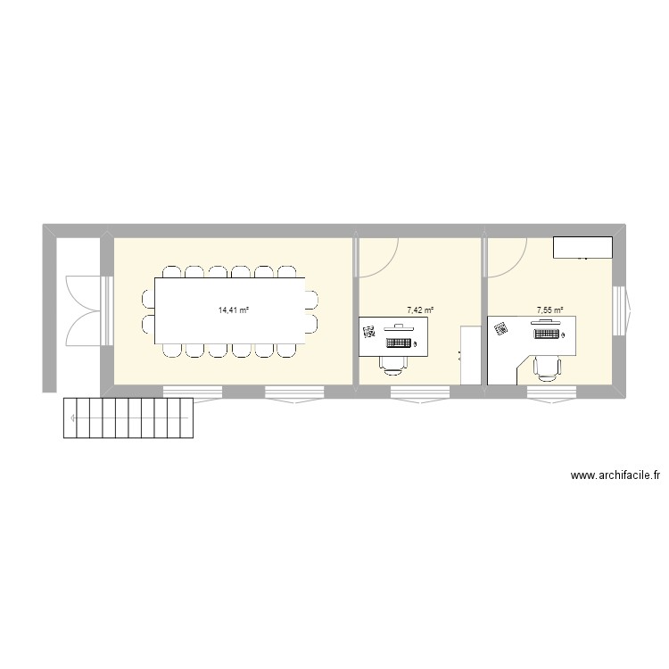 etage locaux 233. Plan de 3 pièces et 29 m2