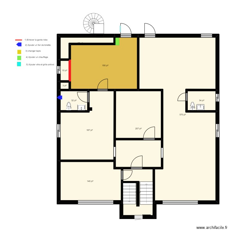 Plan 580 ss. Plan de 232 pièces et 1874 m2