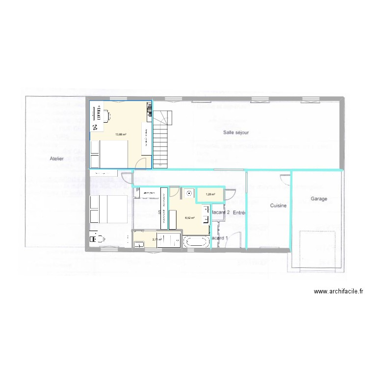 RdC - Variante 4. Plan de 4 pièces et 24 m2