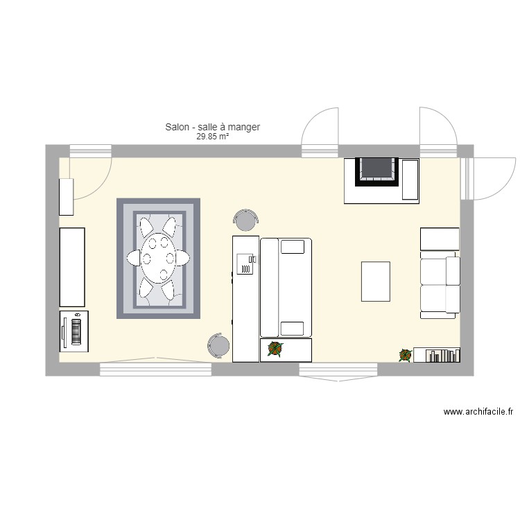 salon. Plan de 1 pièce et 30 m2