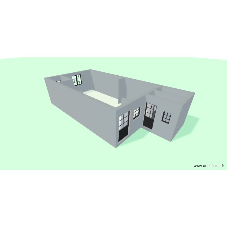 RdC Vues cotés Jardin V1 . Plan de 3 pièces et 48 m2