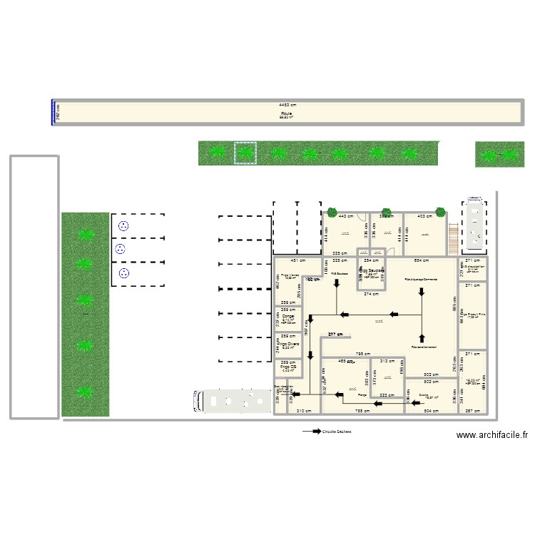 Plan Batiment 15X20  Circuit Déchet. Plan de 19 pièces et 430 m2