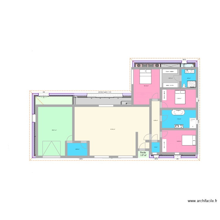 maison 1. Plan de 11 pièces et 167 m2