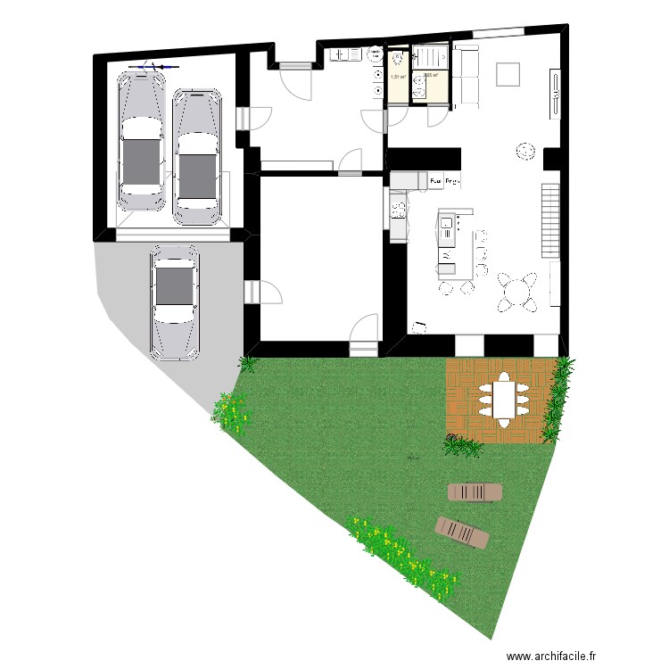 v23. Plan de 3 pièces et 4 m2