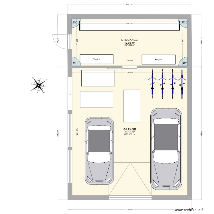 GARAGE DOUBLE IDEAL POUR MOI. Plan de 2 pièces et 74 m2