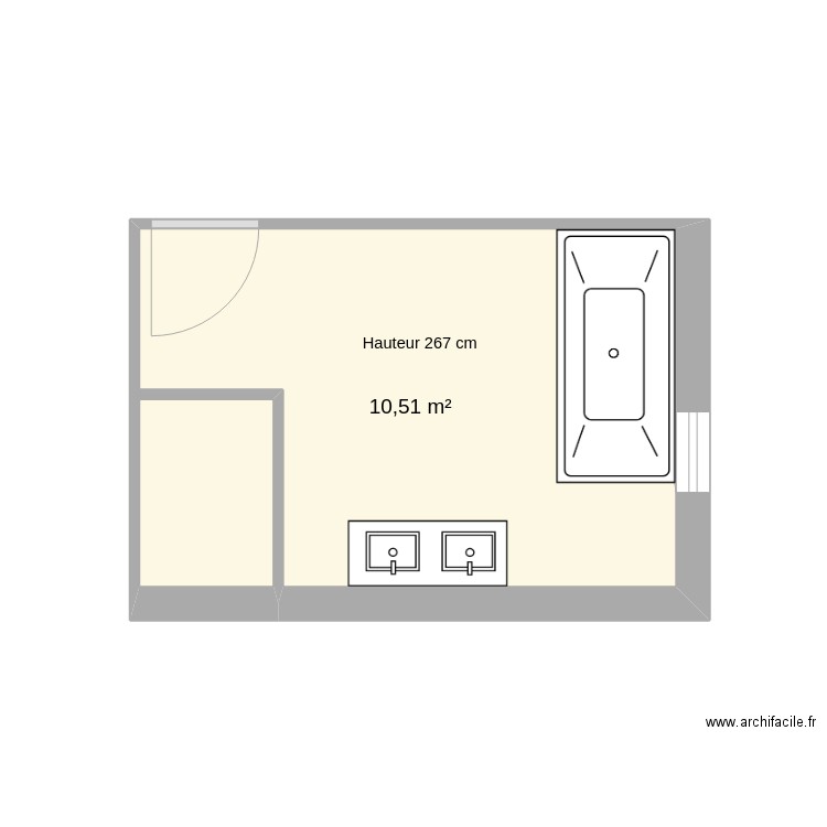 Salle de Bain CARRE. Plan de 1 pièce et 11 m2