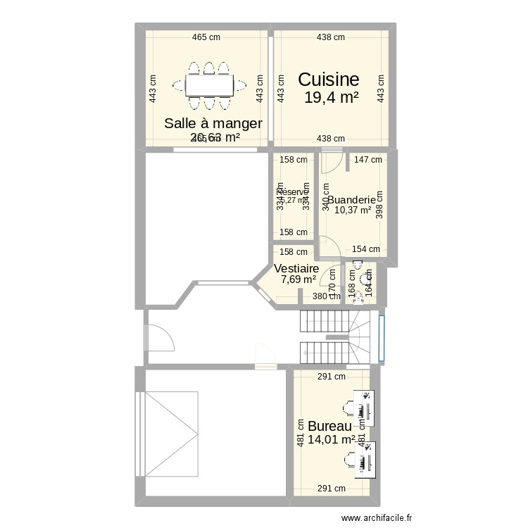 Maison de Gaspard. Plan de 6 pièces et 77 m2