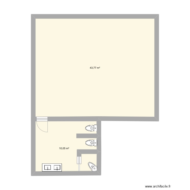 Chef d’œuvre. Plan de 2 pièces et 54 m2