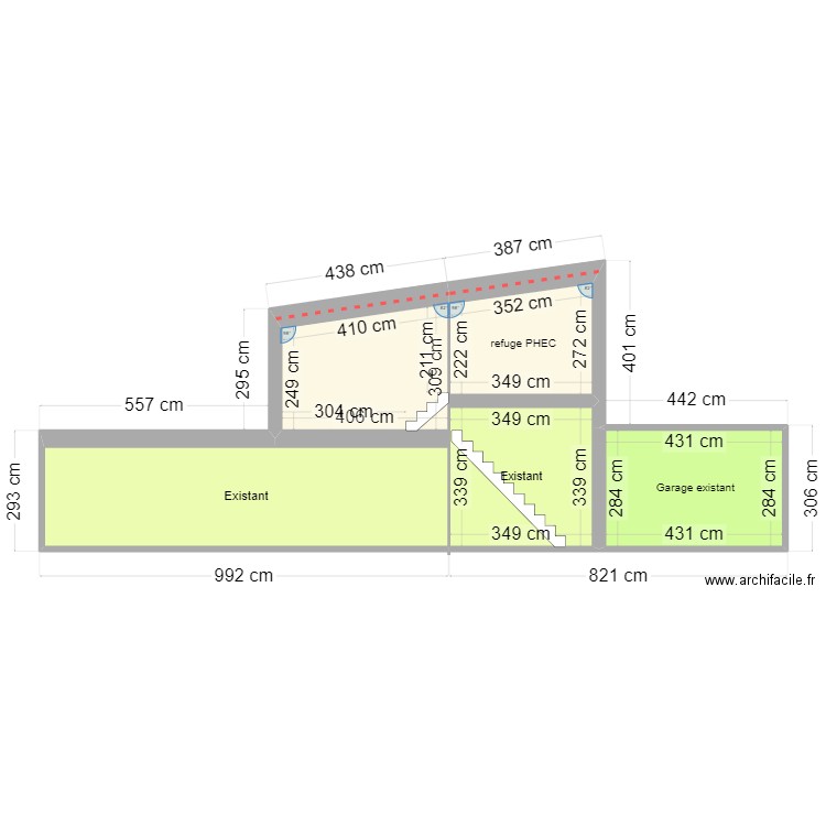 NIaf PC coupe. Plan de 9 pièces et 127 m2