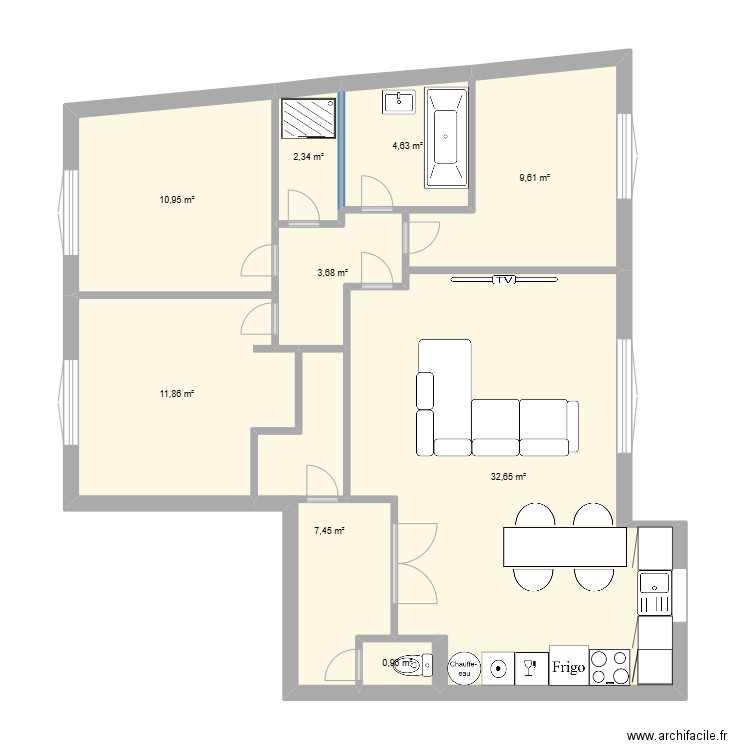 carrieres 2. Plan de 9 pièces et 84 m2