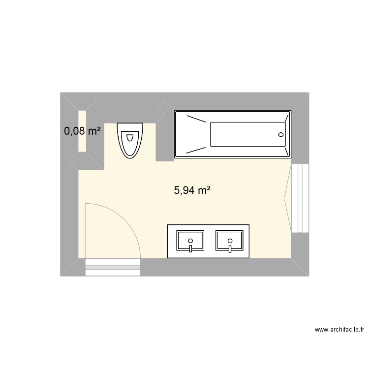 NIMET SALLE DE BAIN. Plan de 2 pièces et 6 m2