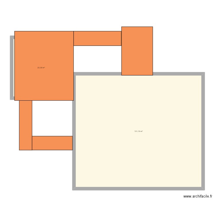 VIR. Plan de 2 pièces et 125 m2