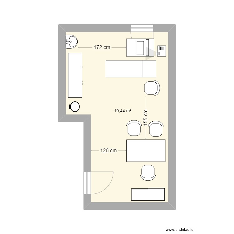 SF2 modifié marie Rodier. Plan de 1 pièce et 19 m2