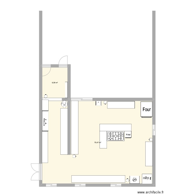 plan resto. Plan de 2 pièces et 82 m2