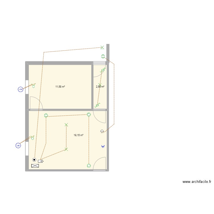 bureau de Alamasse. Plan de 3 pièces et 33 m2