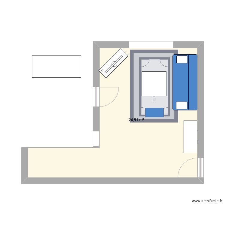 appartement. Plan de 1 pièce et 25 m2