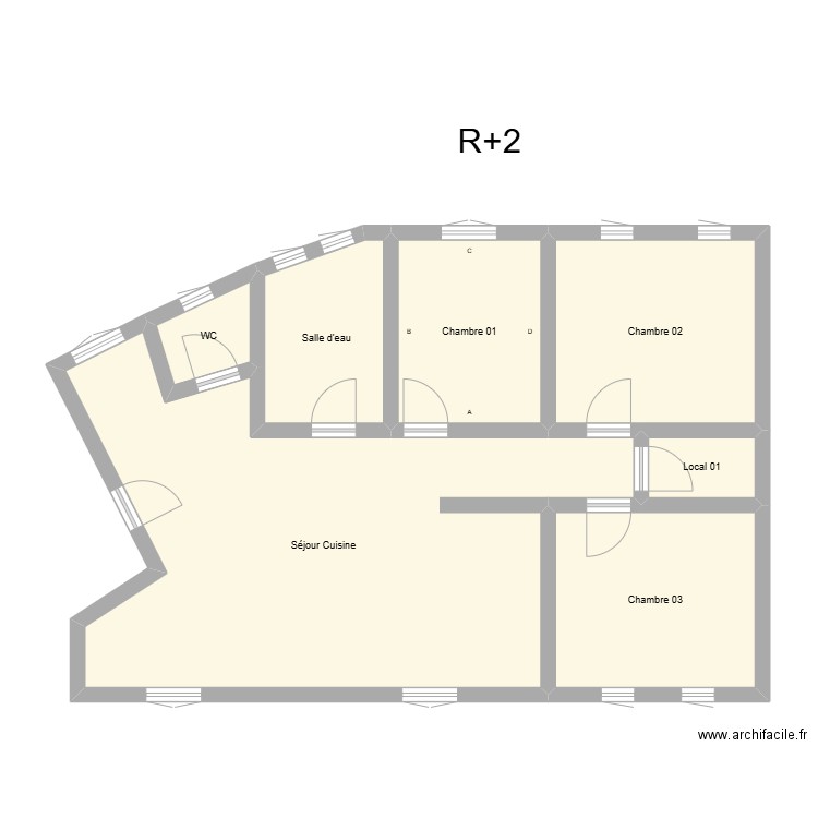 350602202. Plan de 7 pièces et 82 m2