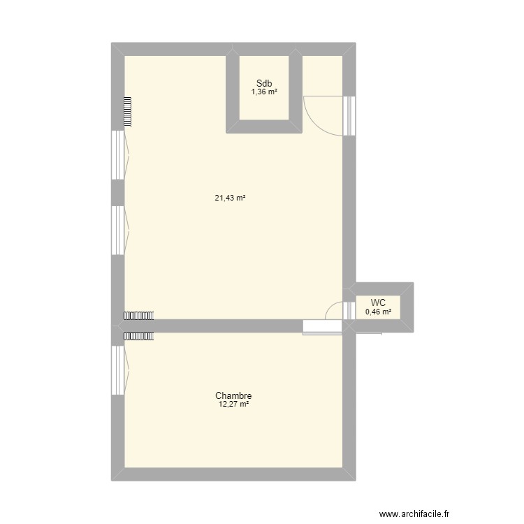 Michelet. Plan de 4 pièces et 36 m2