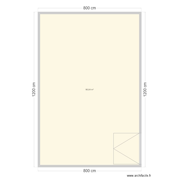 Garage sci. Plan de 1 pièce et 90 m2