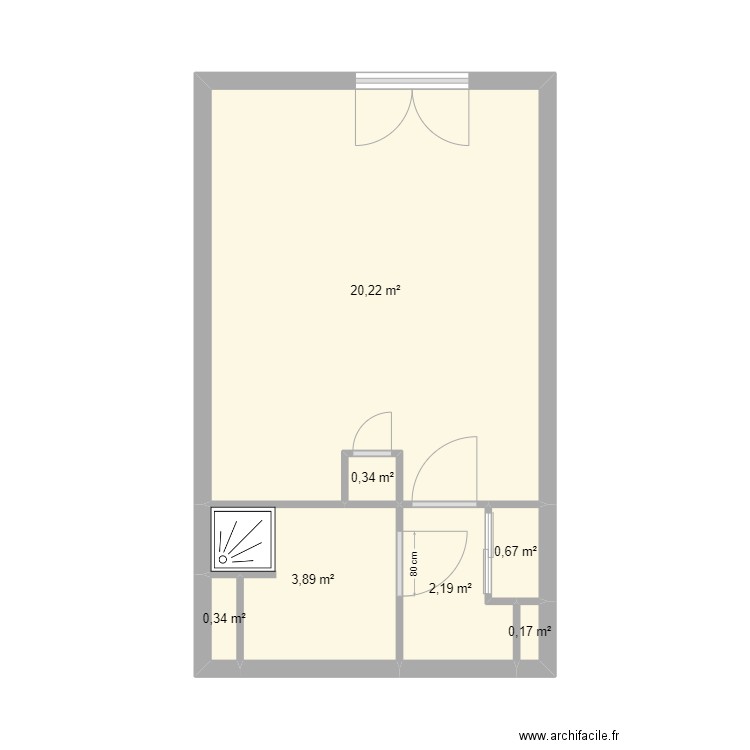 PONTCHY Base. Plan de 7 pièces et 28 m2