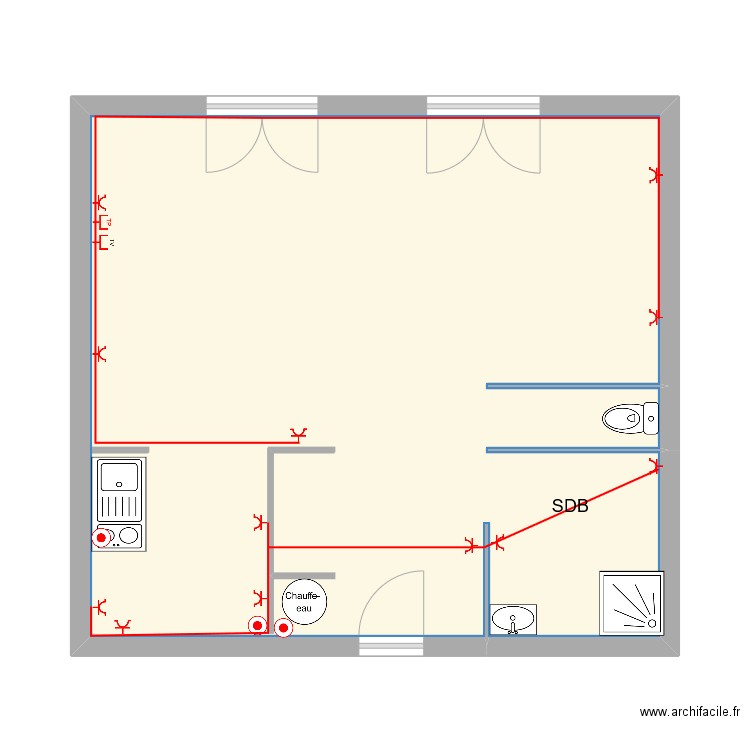 PC TERMINER. Plan de 1 pièce et 45 m2