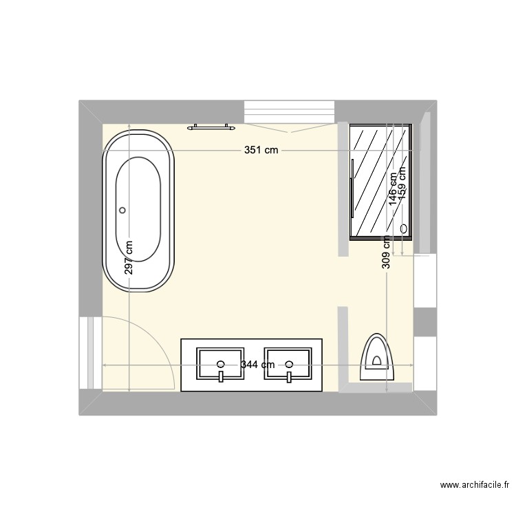 Salle de bain 3. Plan de 1 pièce et 10 m2