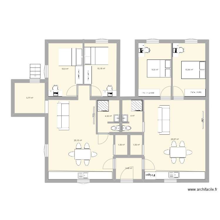 logement 4. Plan de 12 pièces et 123 m2