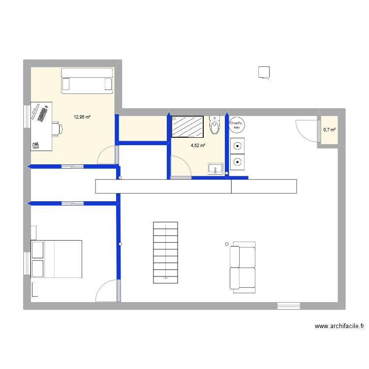 Sous-Sol. Plan de 3 pièces et 18 m2