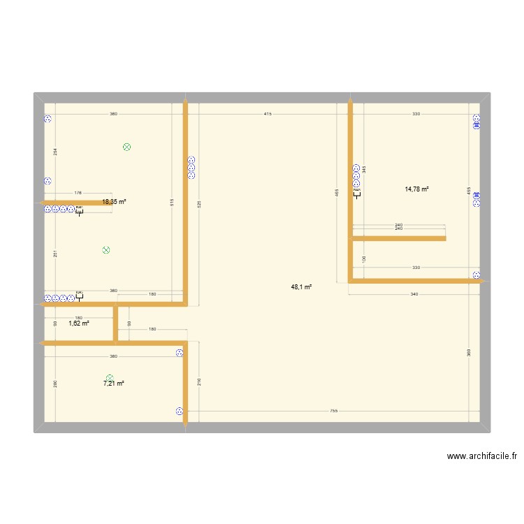 plan. Plan de 5 pièces et 90 m2