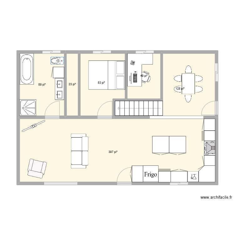 maison2. Plan de 6 pièces et 71 m2