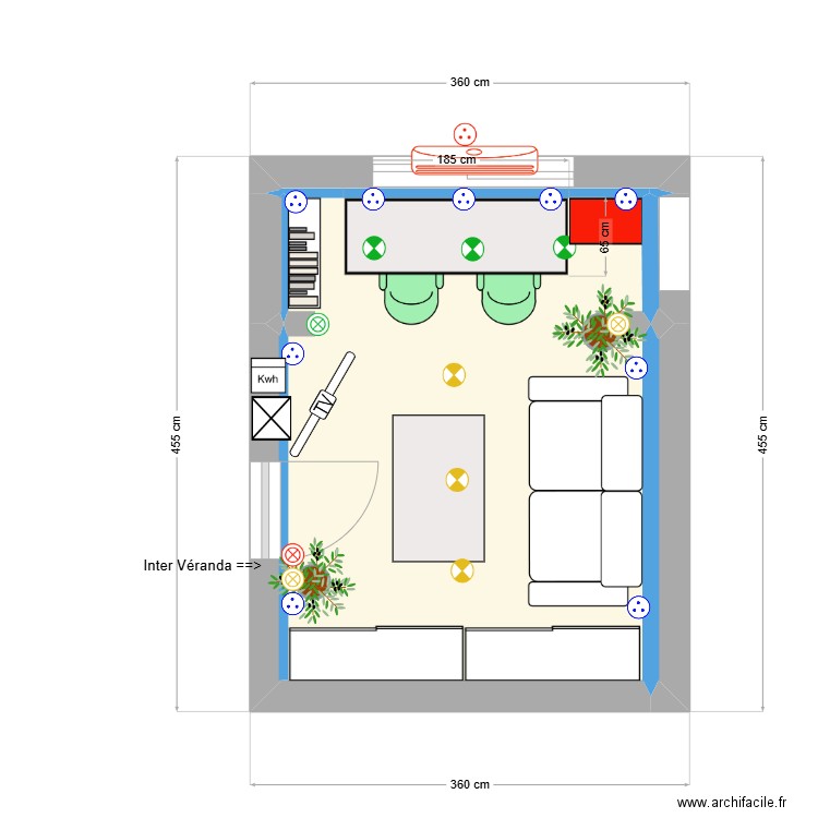 BUREAU-MESCHERS. Plan de 5 pièces et 12 m2