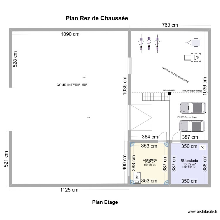 Renovation Aubournacrez chaussée. Plan de 2 pièces et 27 m2