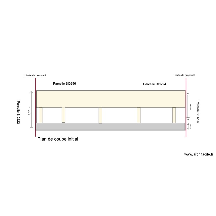 Plan de coupe initial b. Plan de 0 pièce et 0 m2