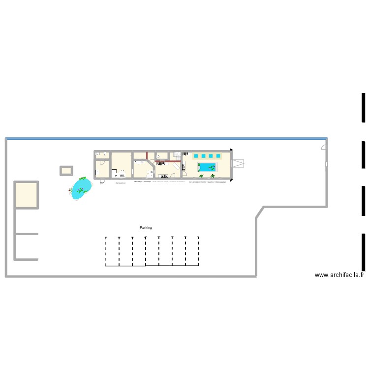 local . Plan de 8 pièces et 116 m2