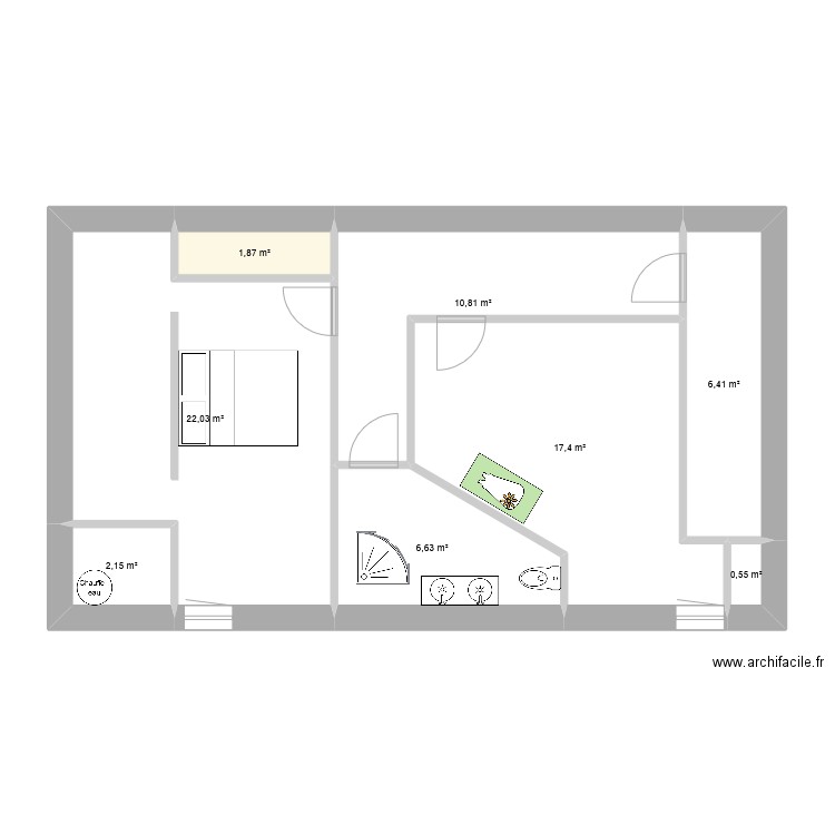 etage sens. Plan de 8 pièces et 68 m2