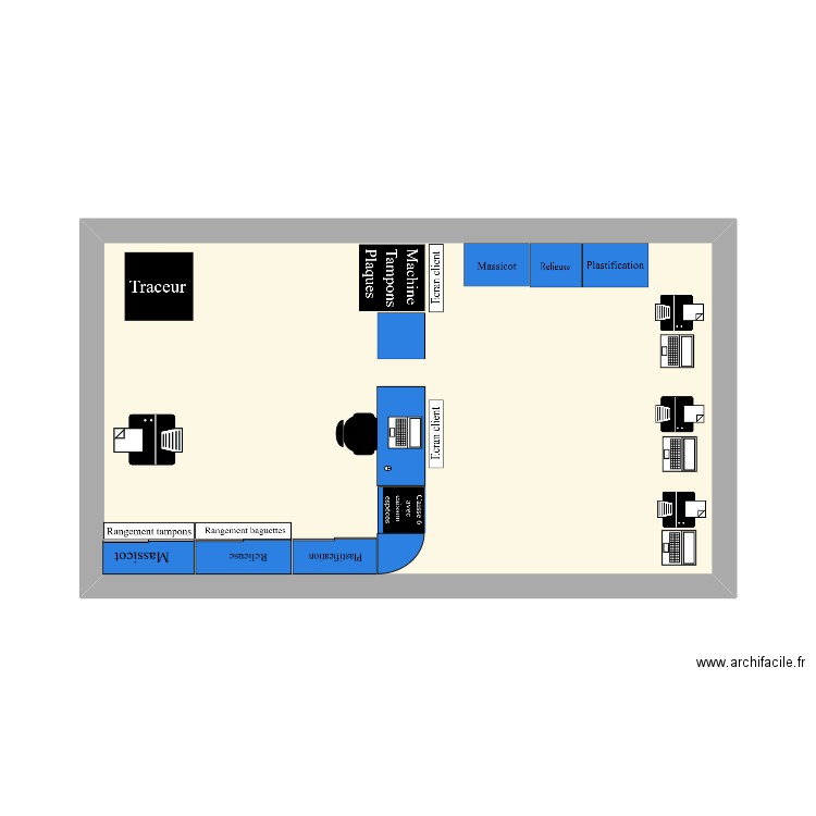 ZONE SERV. Plan de 1 pièce et 24 m2