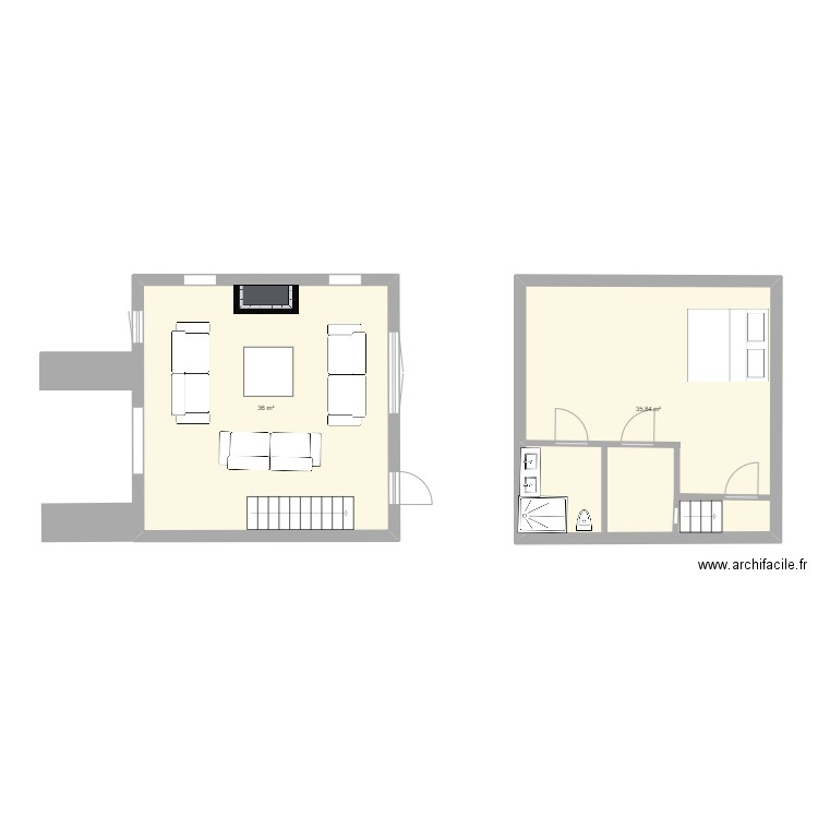 Trébeurden. Plan de 2 pièces et 72 m2