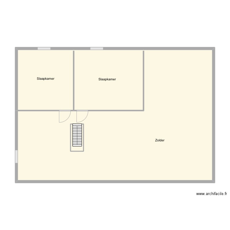 Kemmel R64 - zolder. Plan de 2 pièces et 95 m2