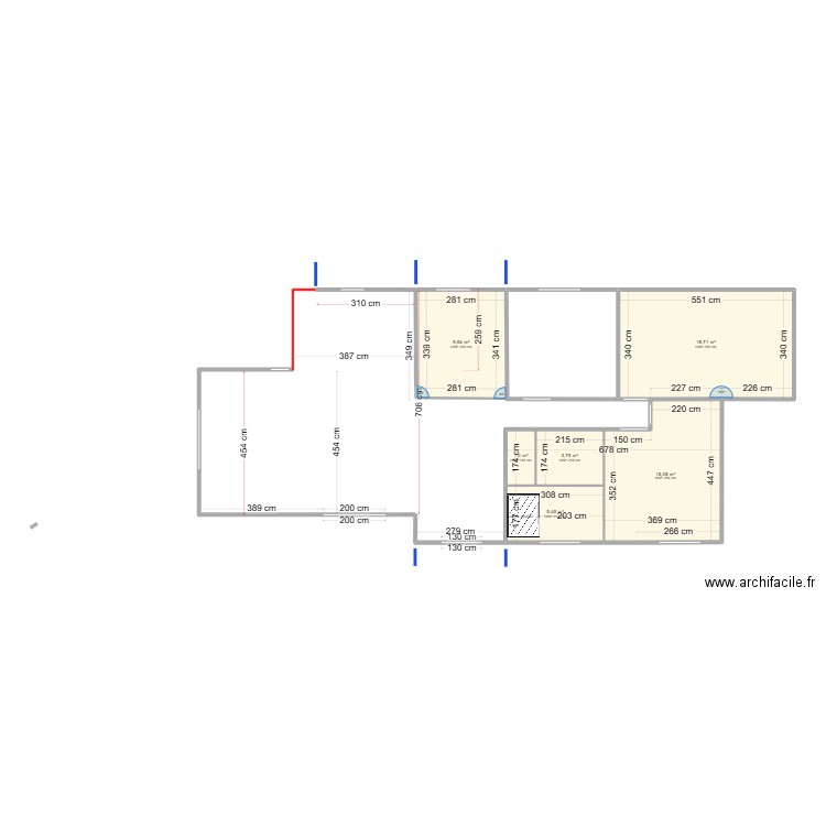 Matrice de Base Sonia. Plan de 6 pièces et 54 m2