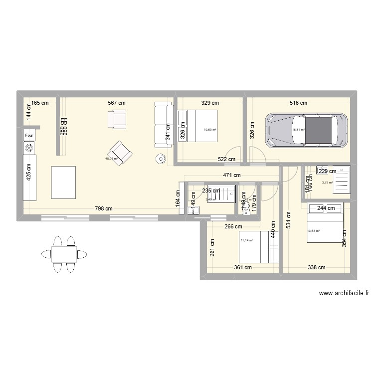 Mousdax 2000 120 cuisine Oues. Plan de 8 pièces et 109 m2