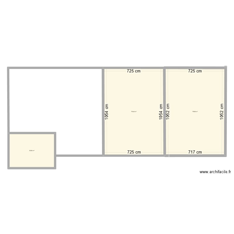 bas. Plan de 3 pièces et 175 m2