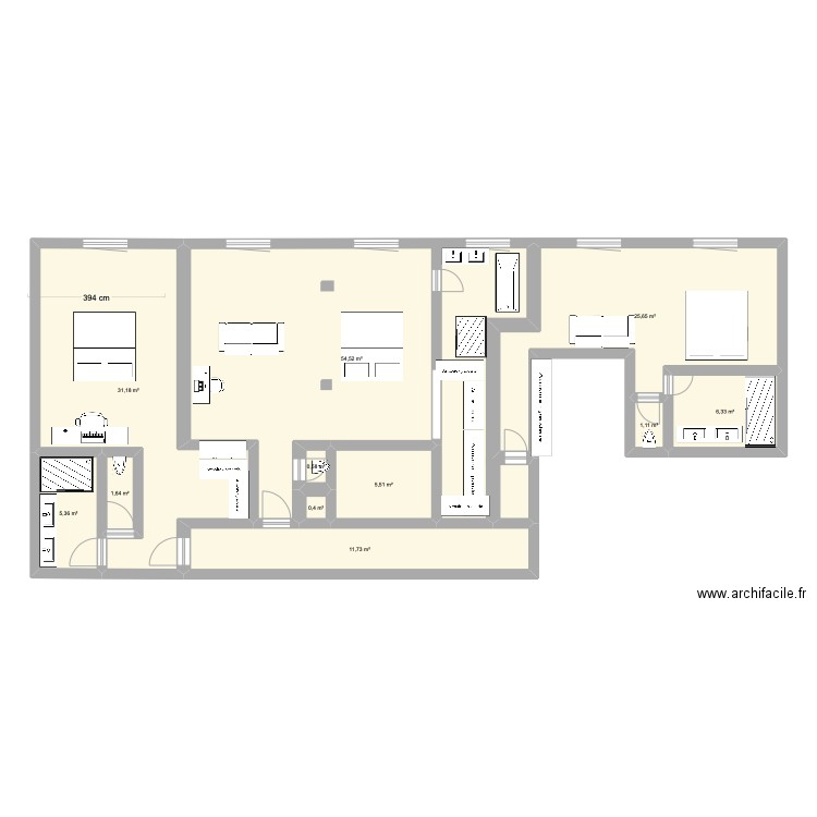 2 EME ETAGE  . Plan de 11 pièces et 144 m2