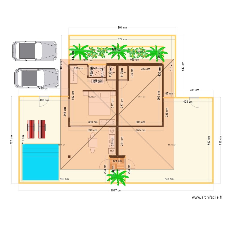 Bungalow lodge. Plan de 9 pièces et 153 m2