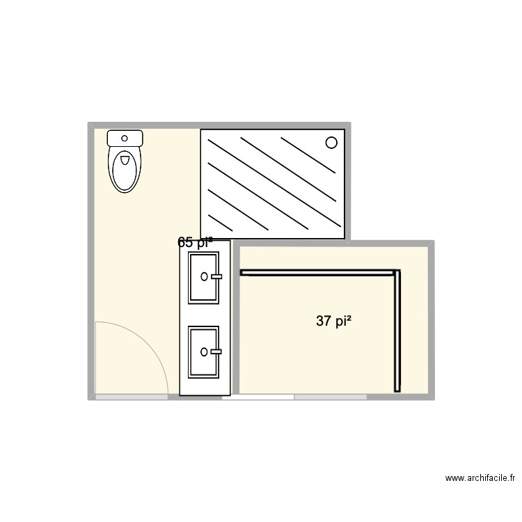 Plan salle de bain - Plan 2 pièces 9 m2 dessiné par ericBouchard1000