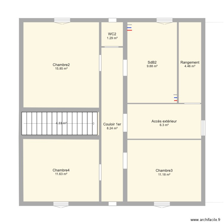 1er étage chambres Aimargues modifié. Plan de 0 pièce et 0 m2