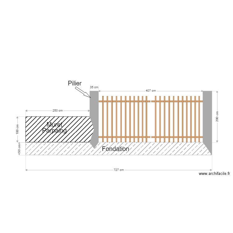 Muret avec portail. Plan de 0 pièce et 0 m2